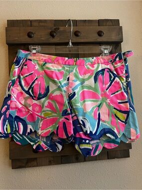 Lilly Pulitzer Pink, Blue & Green Floral Scalloped Shorts